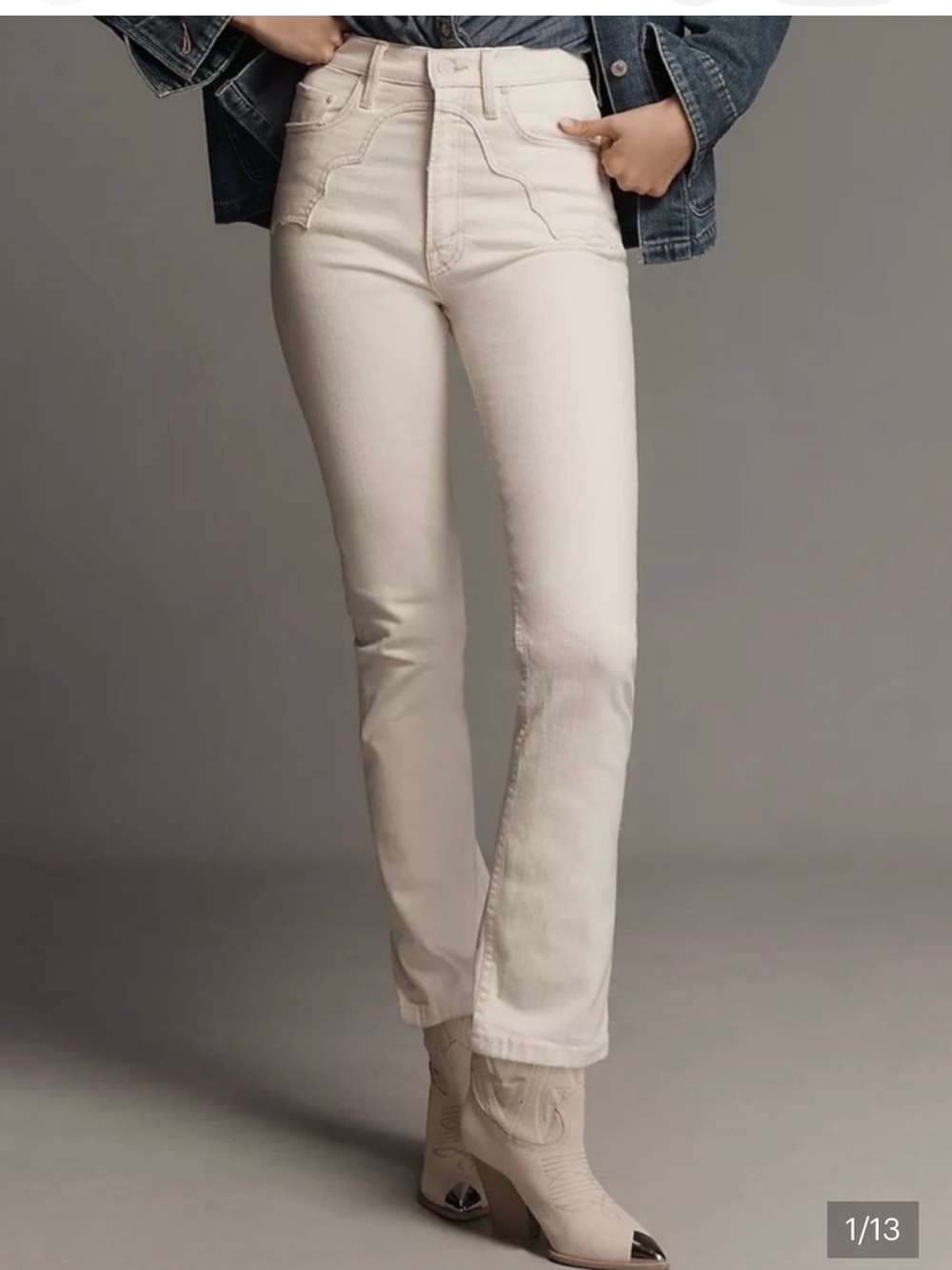 MOTHER Bootcut Jeans in Ivory